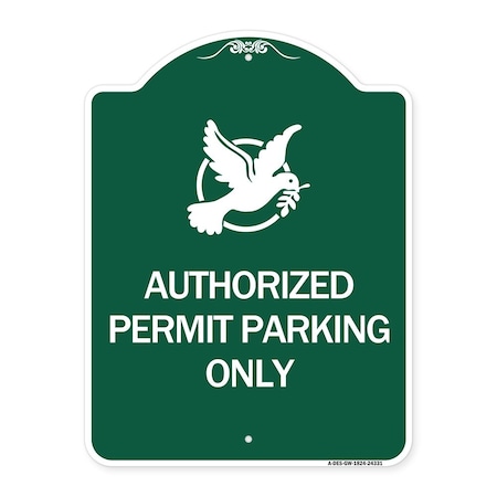 Authorized Church Parking Only With Graphic, Green & White Aluminum Architectural Sign